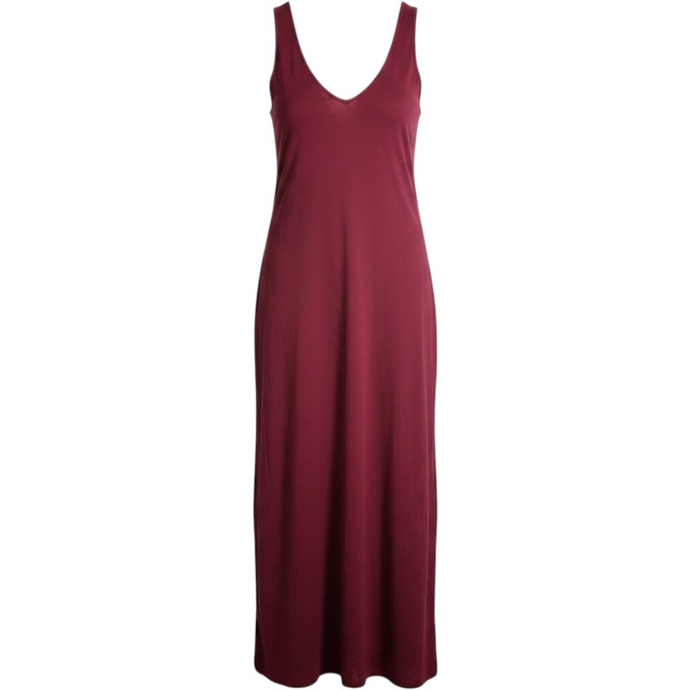 NWT C&C California Maroon Linen Blend Sleeveless V-Neck Maxi Dress Size Small